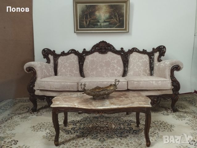 Италианска барокова гарнитура, снимка 3 - Дивани и мека мебел - 45373658
