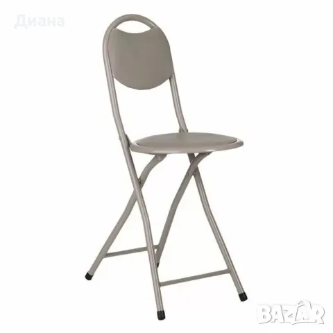 Метален сгъваем стол в бежов цвят с размери 30 х 80 см и максимално натоварване до 100 кг, снимка 1