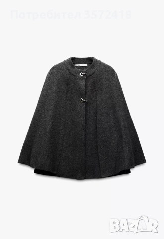 ZARA Трикотажно палто тип пелерина, снимка 2 - Якета - 54073235