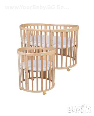 Натурален к-т дървена кошара за бебе 7в1 Овал, Детско легло 0-10 год., снимка 9 - Кошарки - 50282073