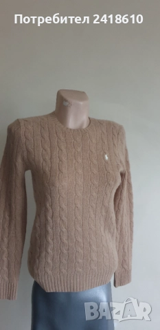 POLO Ralph Lauren Cable Wool / Cashmere Knit Womens Size S  ОРИГИНАЛ! Дамски Пуловер , снимка 15 - Блузи с дълъг ръкав и пуловери - 52352586