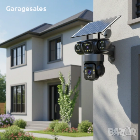 3311 - Соларна камера Lylu 4G със SIM и 4 лещи – автономно наблюдение без ток и Wi‑Fi