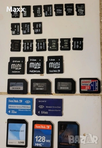 Продавам мемори карти за стари телефони, фотоапарати и техника