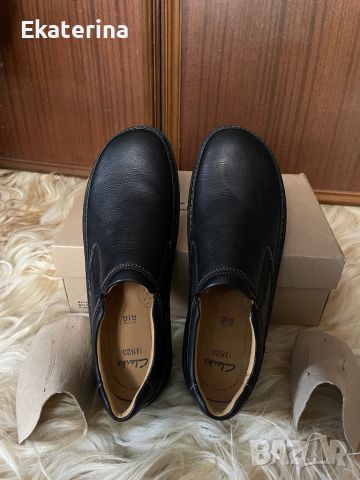 Мъжки кожени обувки Clarks за широк крак, снимка 1 - Ежедневни обувки - 46072158