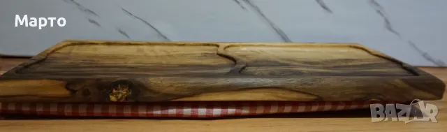Ръчно изработена дъска-поднос за мезе от орех с две отделения, снимка 4 - Аксесоари за кухня - 49304277