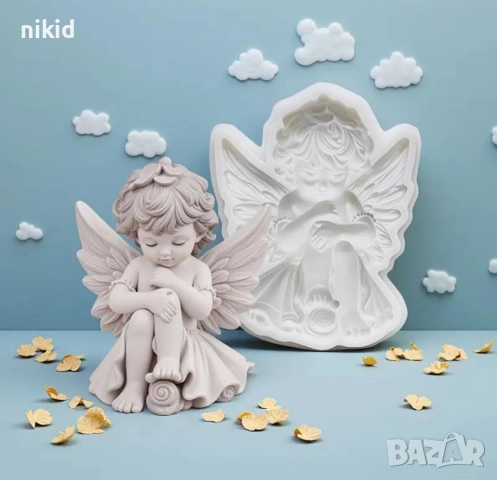 2 вида момиче момиченце ангел силиконов молд форма фондан шоколад декор, снимка 3 - Форми - 53789045