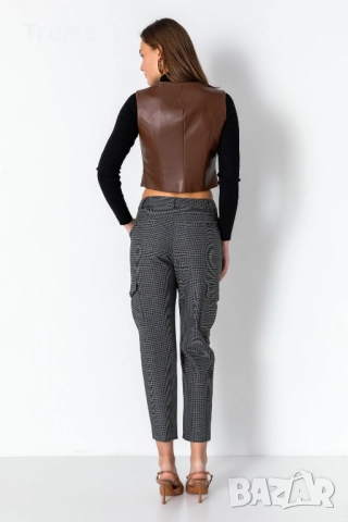 -10 % елегантен елек, кожа в кафяв цвят, снимка 4 - Елеци - 52517053