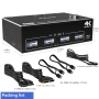 KCEVE DP HDMI USB 3.0 KVM превключвател за 2 компютъра и 2 монитора, два монитора, снимка 7