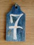 синя дървена дъска с номер 7 за декорация, снимка 3