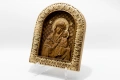 Релефна икона на Дева Мария с Младенеца – позлатена, от дъб, снимка 3