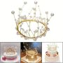 Златиста корнока тиара с бели перли за декорация на торта , снимка 1 - Други - 46008078