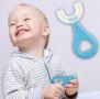 Иновативна четка за зъби за деца, С U Образна Форма, Ергономична, Синя , Розова  от 2 до 6 години, снимка 3