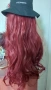 Бургундово червено дълга 70 см  лейс фронт перука на вълни, снимка 6