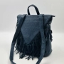 Дамска раница от еко к. с ресни – бохо стил, удобство и обем (36×30×16 см), снимка 3