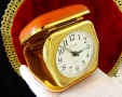 Механичен настолен часовник будилник,рубини,кожа. , снимка 7