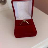 Сребърен годежен пръстен в жълт цвят, снимка 1 - Пръстени - 45436392