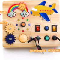 ARANEE Busy Board Baby Montessori Activity Board - Дървена играчка самолет и дъга, снимка 1 - Образователни игри - 45400075