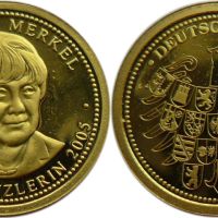 Златна монета "Ангела Меркел" 0.60g 2005, снимка 1 - Нумизматика и бонистика - 45483848