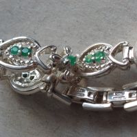 Дамски сребърен кварцов часовник, сребро 925 с изумруди , снимка 14 - Дамски - 45195531