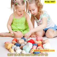 Детска дървена игра с цветни камъчета за баланс и декорация - КОД 3607, снимка 10 - Игри и пъзели - 45055730