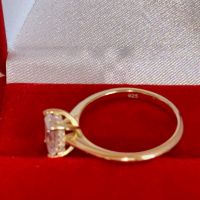 Сребърен годежен пръстен в жълт цвят, снимка 3 - Пръстени - 45436392