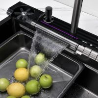Модерна мултифункционална кухненска мивка с регулируем двоен водопад, снимка 7 - Мивки - 46110333