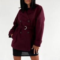 Велурено палто в бордо  , снимка 3 - Палта, манта - 45535867