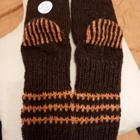 Ръчно плетени мъжки чорапи от вълна размер 45, снимка 8 - Мъжки чорапи - 44611029