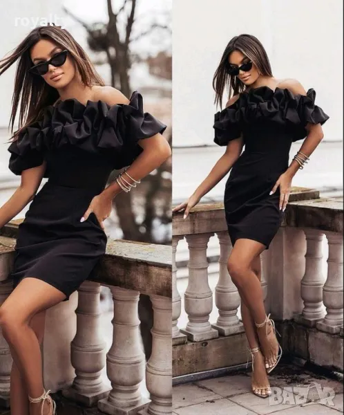 Ефектна черна рокля, снимка 1