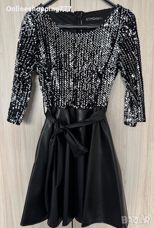 Кожена рокля с пайети, снимка 1