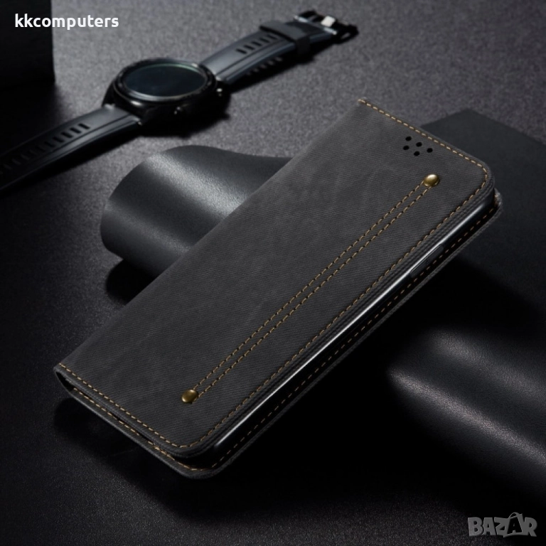 Realme Note 60 Denim Texture Wallet Кожен Калъф и Протектор, снимка 1