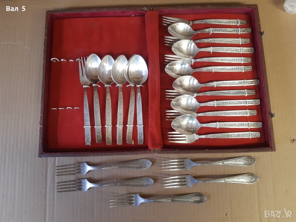 Стари посребрени прибори за хранене , мелхиор - СССР, снимка 1