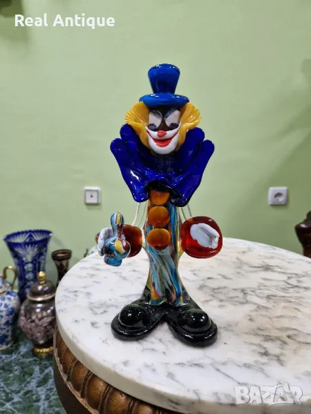 Антикварна колекционерска италианска фигура статуетка клоун Мурано , снимка 1