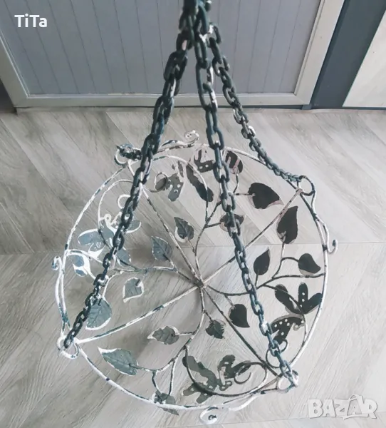 Голяма Висяща Кашпа Ковано Желязо , снимка 1