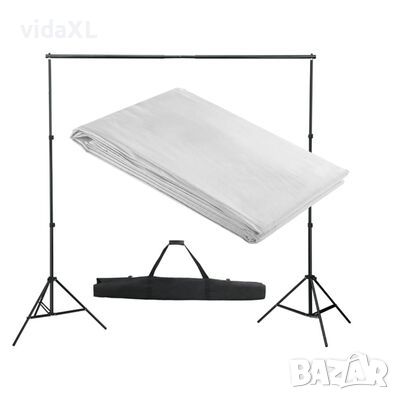 vidaXL Фонова система, 300 х 300 см, бял фон(SKU:160068, снимка 1