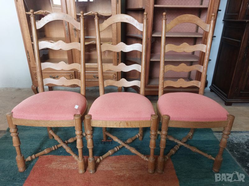 6 броя трапезни столове от бял дъбов масив, снимка 1