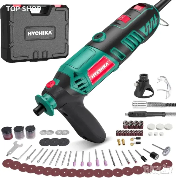 HYCHIKA 170W въртящ се инструмент,променлива скорост с гъвкав вал,173 бр. Аксесоари и 8000-35000 RPM, снимка 1