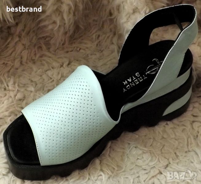 Дамски сандали на платформа от естествена кожа , код  200/99, снимка 1