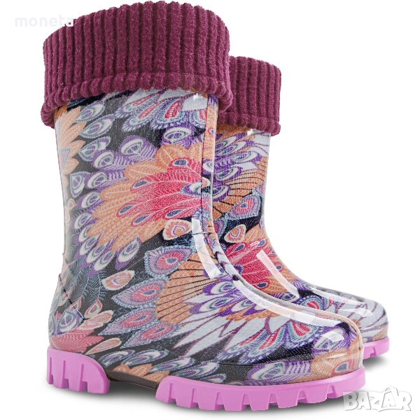 39,90лева (20,40euro) DEMAR: Нови детски Гумени ботуши с Топло чорапче. Размери 20-35. ФЛОРА, снимка 1