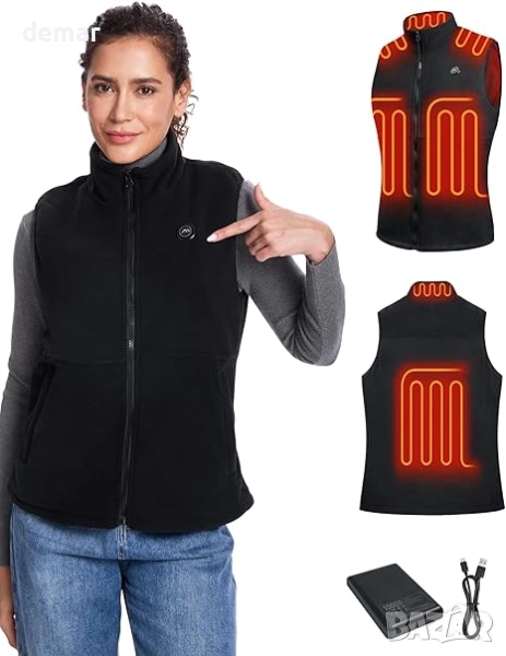 Дамска отопляема жилетка, батерия 10000 mAh, 6 зони, 3 степени, S, снимка 1