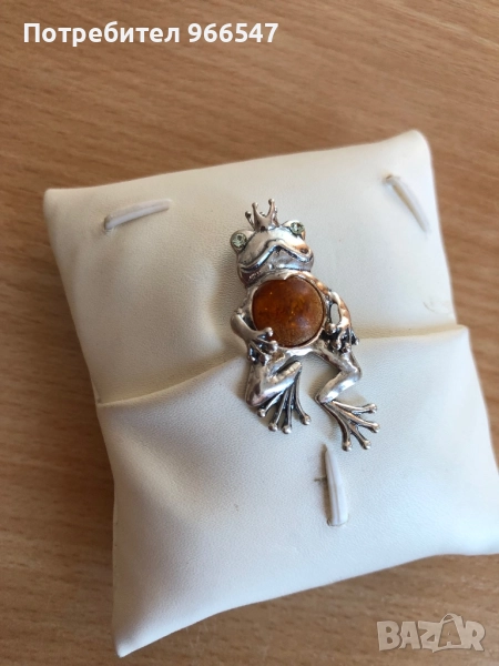 Сребърен Медальон - Жабка, снимка 1