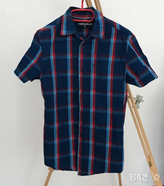 Мъжка карирана лятна риза с къс ръкав, “KENVELO”, S, снимка 1
