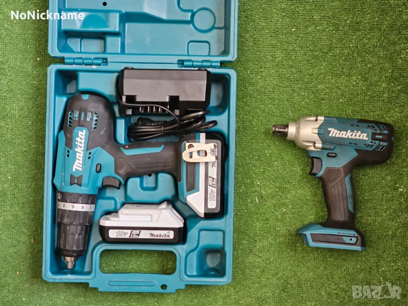 Комплект акумулаторен ударен винтоверт Makita HP488D002 18V, 42Nm + гайковерт Makita TW202DZ 200Nm, снимка 1