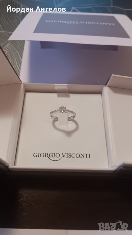 Диамантен пръстен бяло злато, снимка 1