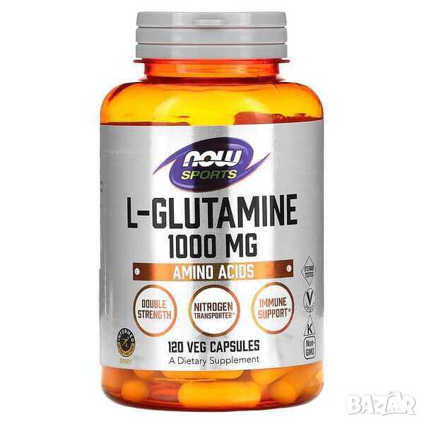 Now Foods L-Глутамин, Двойна сила, 1000 mg, 120 капсули, снимка 1