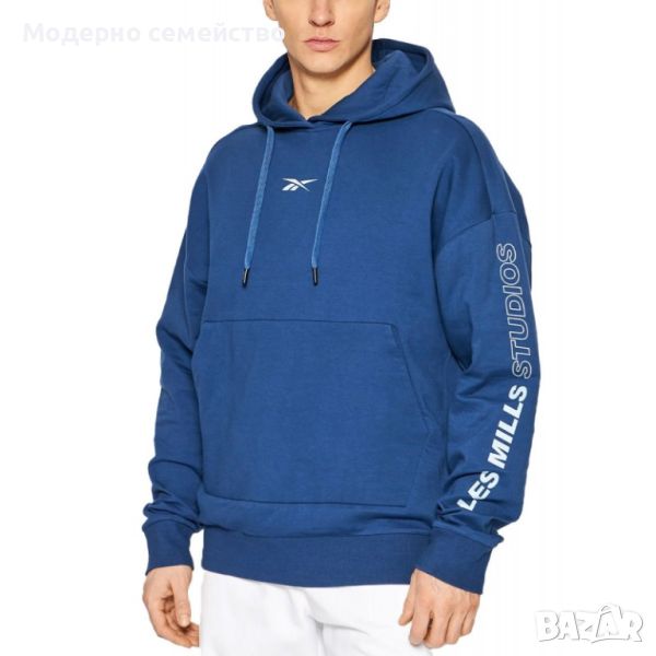 Мъжко спортно горнище reebok les mills dreamblend hoodie blue, снимка 1