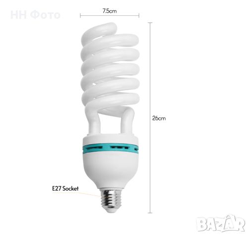 Фотографска лампа 5500K 135W E27 , крушка за софтбокс осветление, снимка 2 - Светкавици, студийно осветление - 46302106