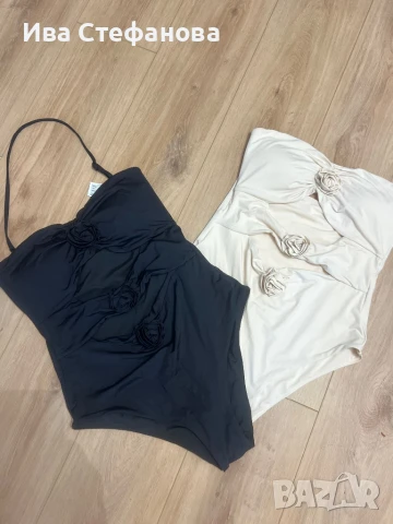 нов елегантен черен класически модел бански 3 Д 3D рози , снимка 4 - Бански костюми - 51388305