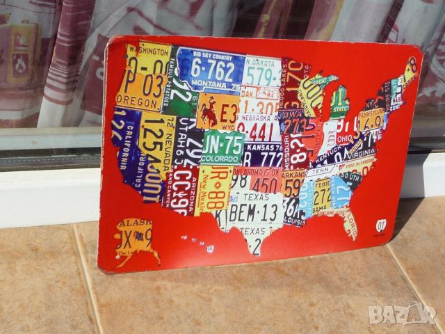 Метална табела номера на коли от Щатите американски карта USA номер колаж , снимка 2 - Други ценни предмети - 9555021
