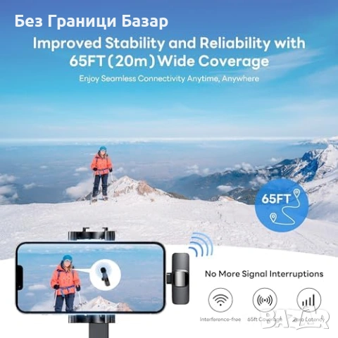 Нов Мини безжичен лавалиерен микрофон за iPhone Android USB-C Lightning с шумопотискане, снимка 4 - Микрофони - 53151266